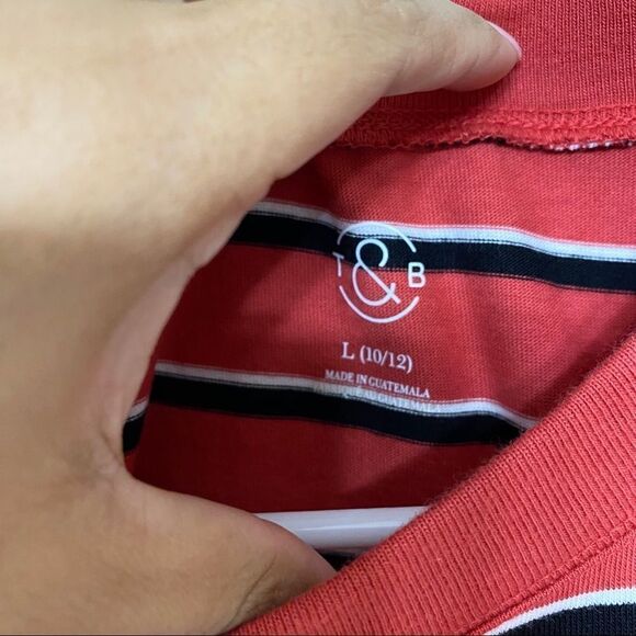 Treasure & Bond Striped Short Sleeve Crop Top Girls Large 10/12 - Picture 3 of 8